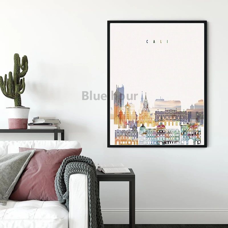 CALI City Road Map Poster Skyline Art Print Modern Wall Decoration Canvas Painting Housewarming Gift Colombia Home Room Decor