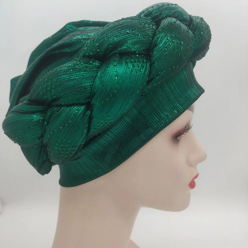 2023 새로운 라인석 Turban Africain 자동 Gele Femme 반짝이 탄성 이슬람 히잡 보닛 여성 헤드 랩 머리띠 Turbante Mujer