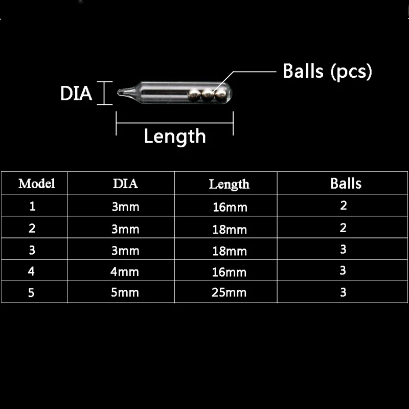 Señuelo de pesca de 3mm/4mm/5mm, sonajeros de vidrio, tubo de inserción, sacudir, atraer, atar moscas, sonajero de pesca, 50 unidades por lote