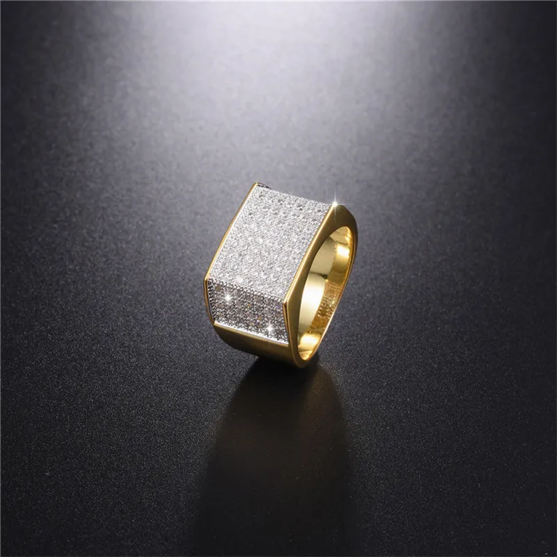 Men\'s Luxury Hip Hop Ring jewelry 925 Silver bling SONA Simulated Diamond painting full gold rings for boys Party gift Size 8-13