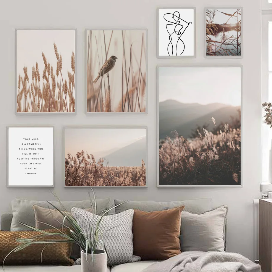 Reed Warbler Wheat Quotes Farm Landscape Wall Art Canvas Painting Nordic Posters And Prints Wall Pictures For Living Room Decor