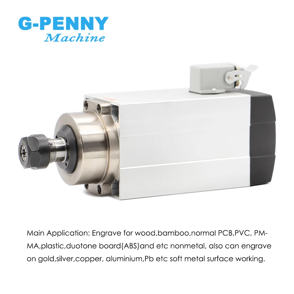 g-penny 1.5kw ER20 air cooled spindle motor square spindle air cooling 4 pcs bearings 0.01mm accuracy for CNC engraving