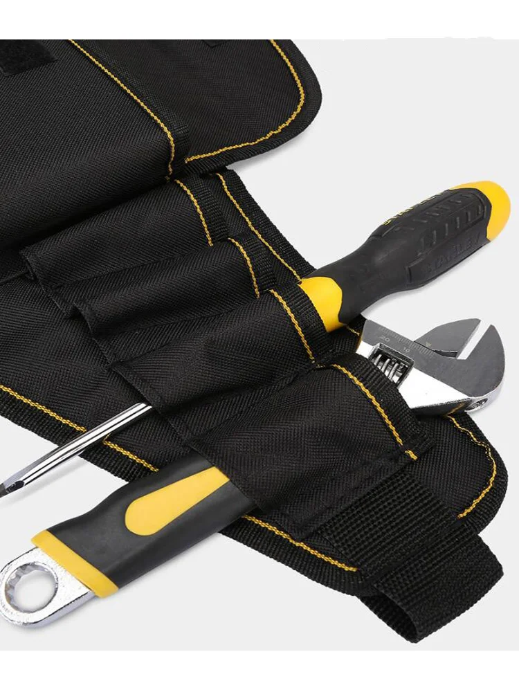 Multifunctional Tool Bag Waterproof Canvas Electrician Tool Bag Belt Bag Electrician Maintenance Storage Bag 7 Holes 1 Bag