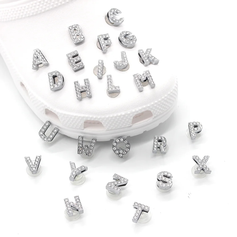 New 1pcs Crystal Metal shoe Charms letter Jewelry shoe Accessories Clog Shoe Buckle Decoration for women’s gift