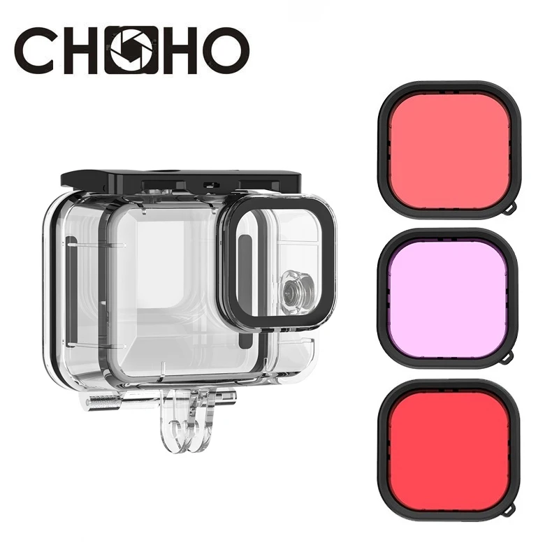 For Gopro Hero 10 11 12 Black Accessories Case Waterproof 45M Diving Filter Red Pink Purple Housing Dive Filtors For go pro Hero