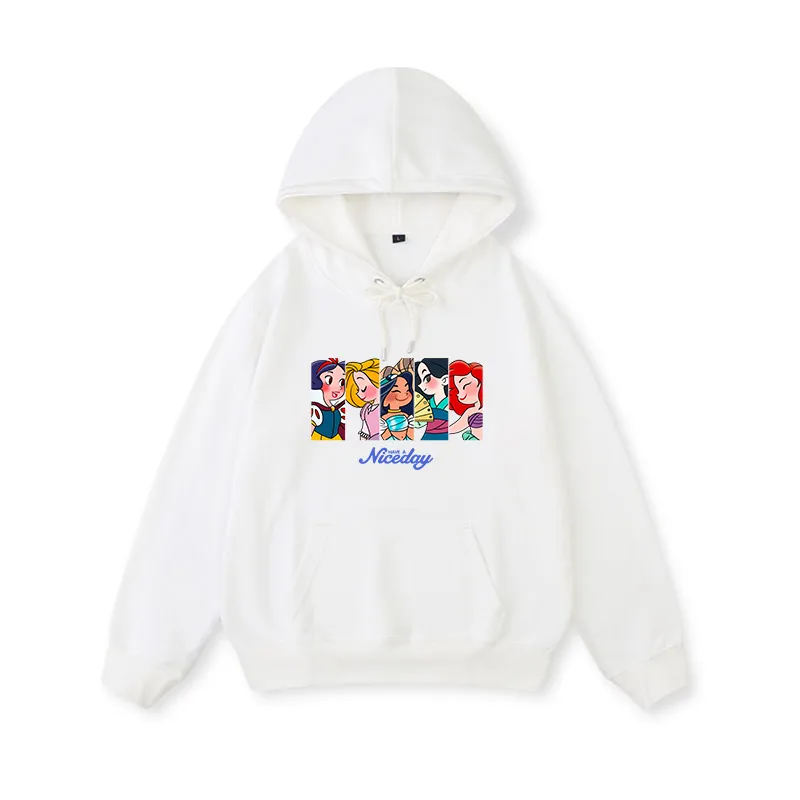 Disney Princess Sweatshirt Women\'s 2021 New Fall Winter Loose Hooded Black Thick Jacket Winter Clothes Women