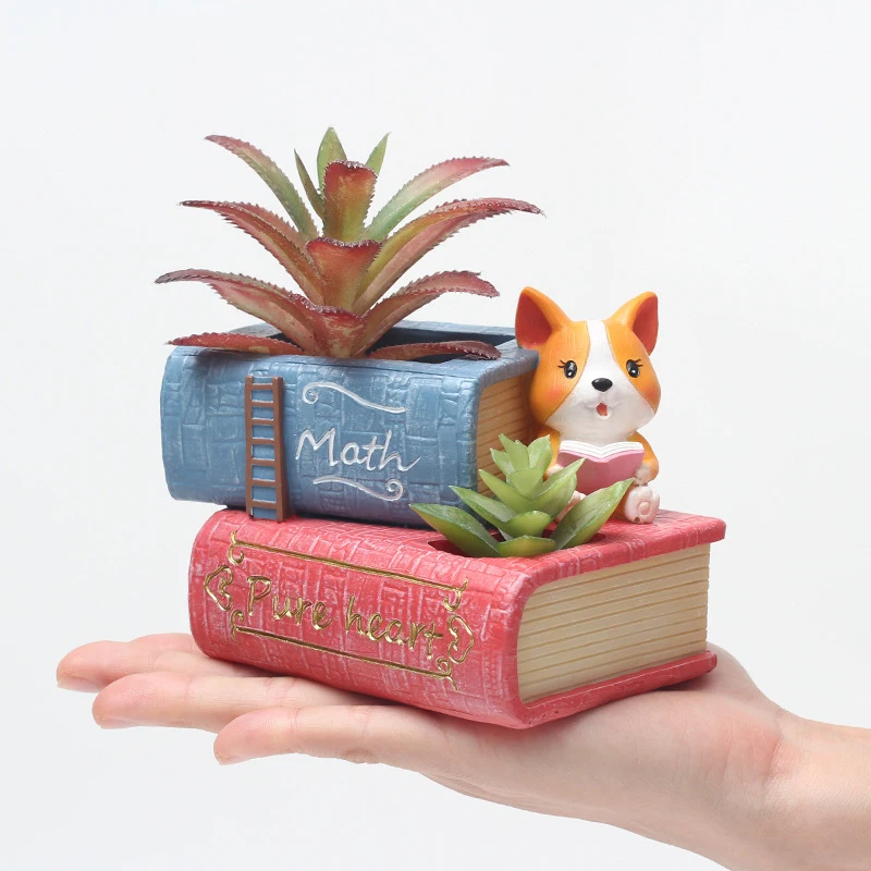 Creative Corgi doniczki na sukulenty rośliny żywiczne donice pulpit doniczki pojemnik na ołówki Home Decoration urodziny prezenty