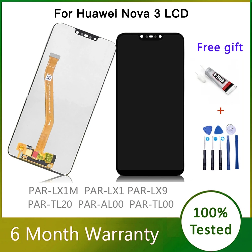 

Original 6.3" LCDs For HUAWEI Nova 3 LCD Display Touch Screen Ditigizer Assembly For Nova3 PAR-LX1 PAR-LX9 PAR LX1M LCD Screen