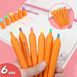 Sharkbang 6pcs/lot Carrot Highlighter Pen Keywords Marker Soft Head Protective Eyes Kawaii Stationery