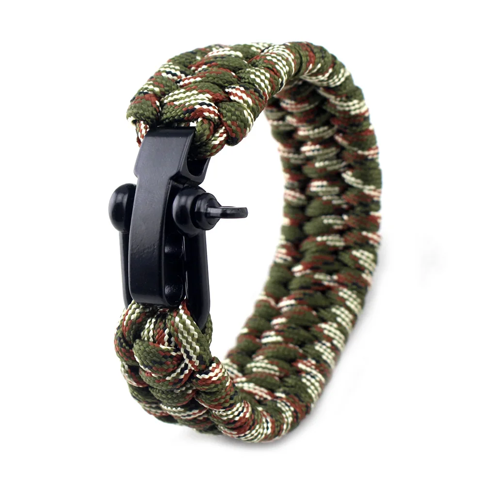 23CM EDC Camping Hiking Emergency Tactical Survival Braided Rescue Umbrella Rope Outdoor Bracelets Parachute Cord Paracord