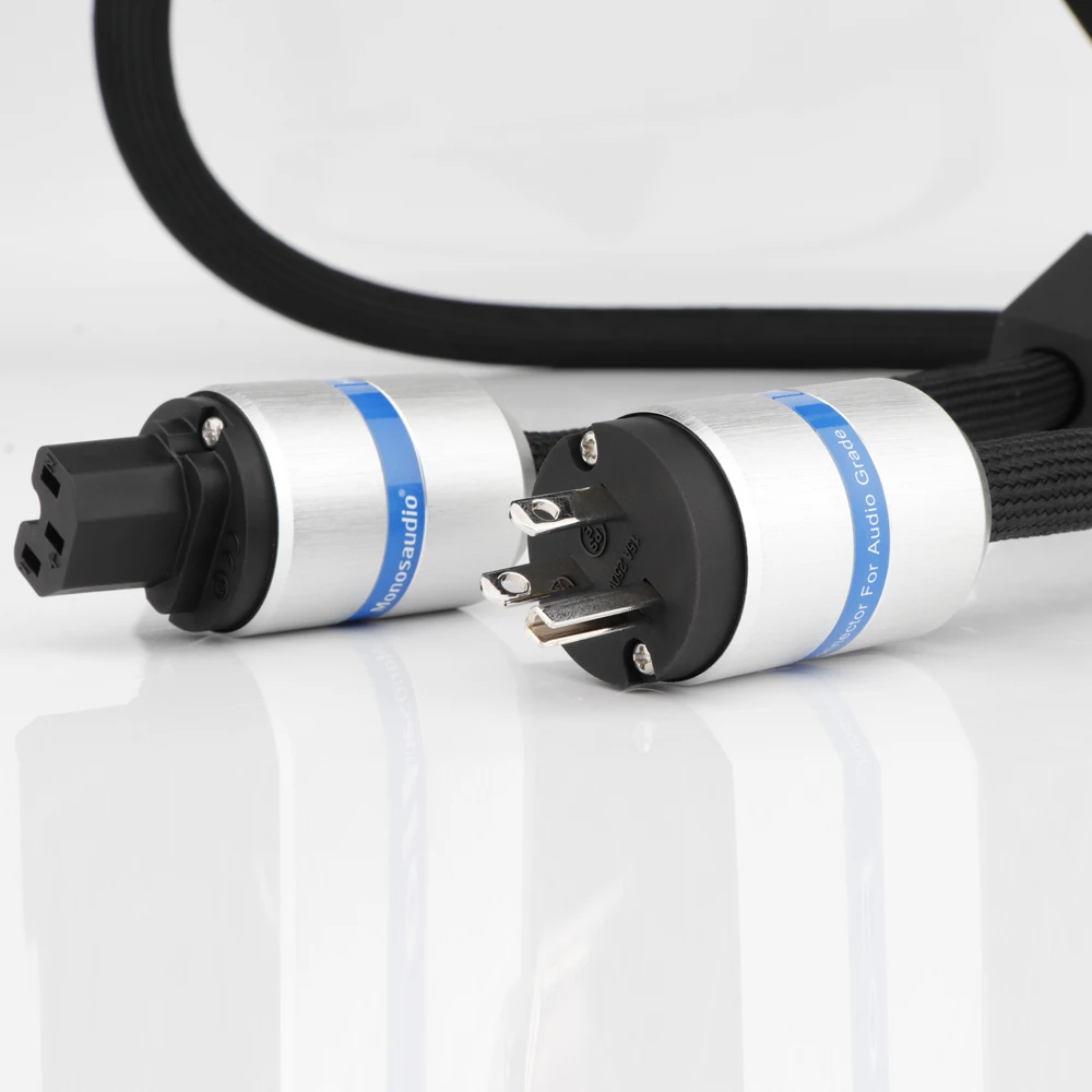 

Monosaudio Eclipse Reference Series 6N Pure Silver Schuko EU US UK Power Cable Power Cord With Connector Plugs