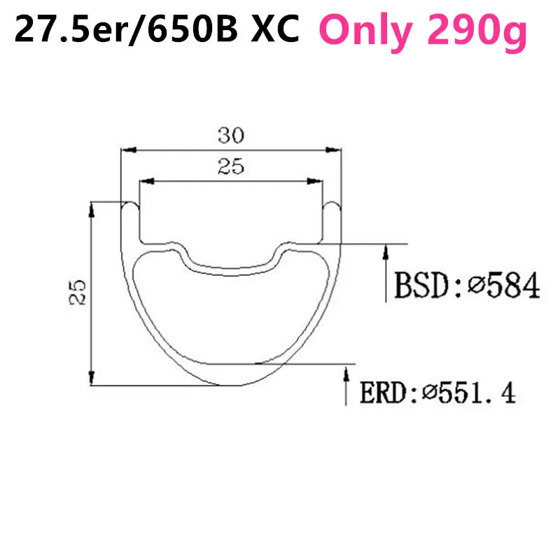 

290g 30mm*25mm 27.5er Super light rim carbon wheel mountain bike rims mtb 650B carbon rim 27.5" rims lightweight wheel