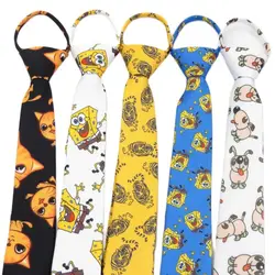 Tie-No knotting is required cartoon ties for men and women 6CM Korean version of narrow tie leisure printed lazy tie