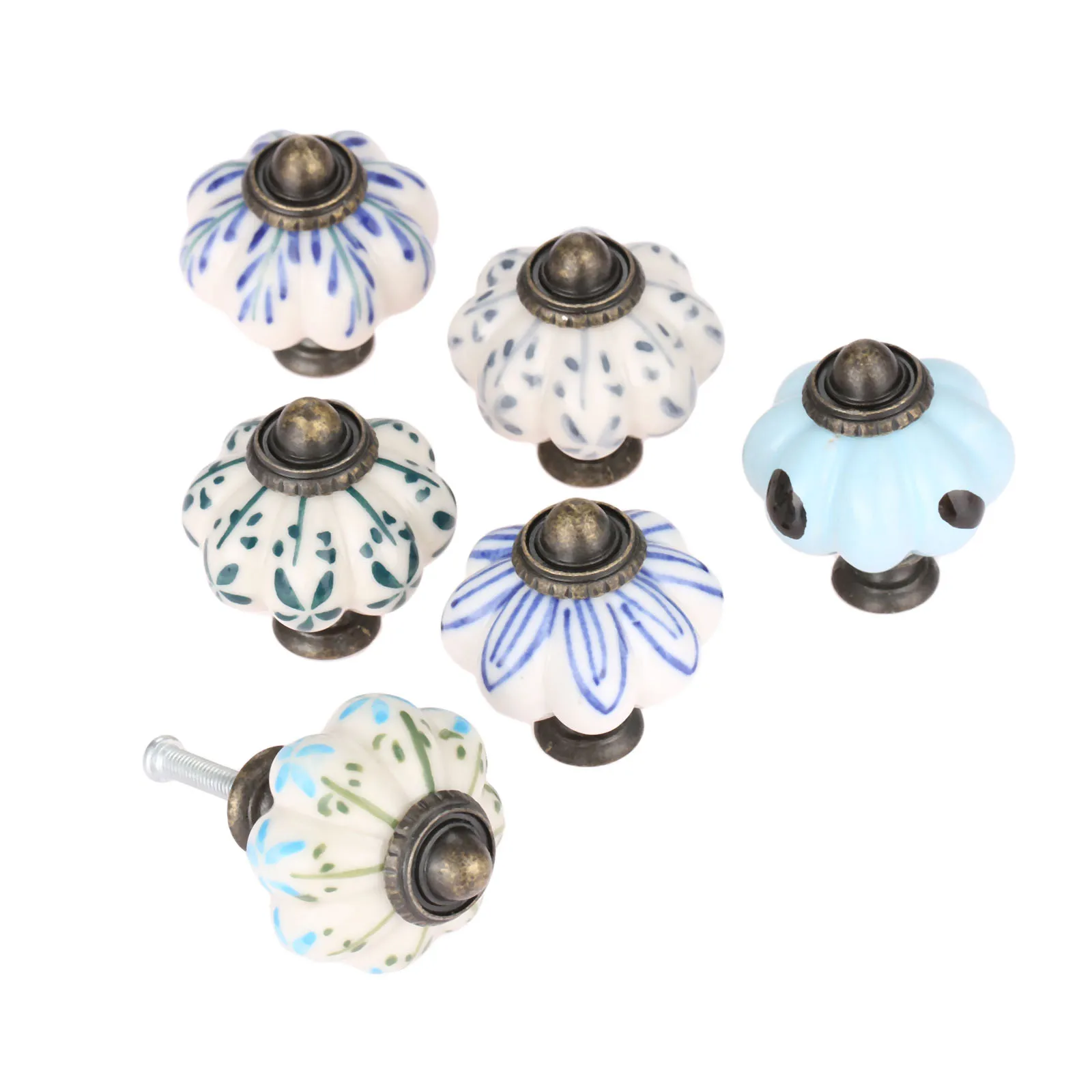 Antique Ceramic Pumpkin Cabinet Handle Knobs Classical Furniture Handles Door Knob Drawer Cupboard Kitchen Pull Handle 38*33mm