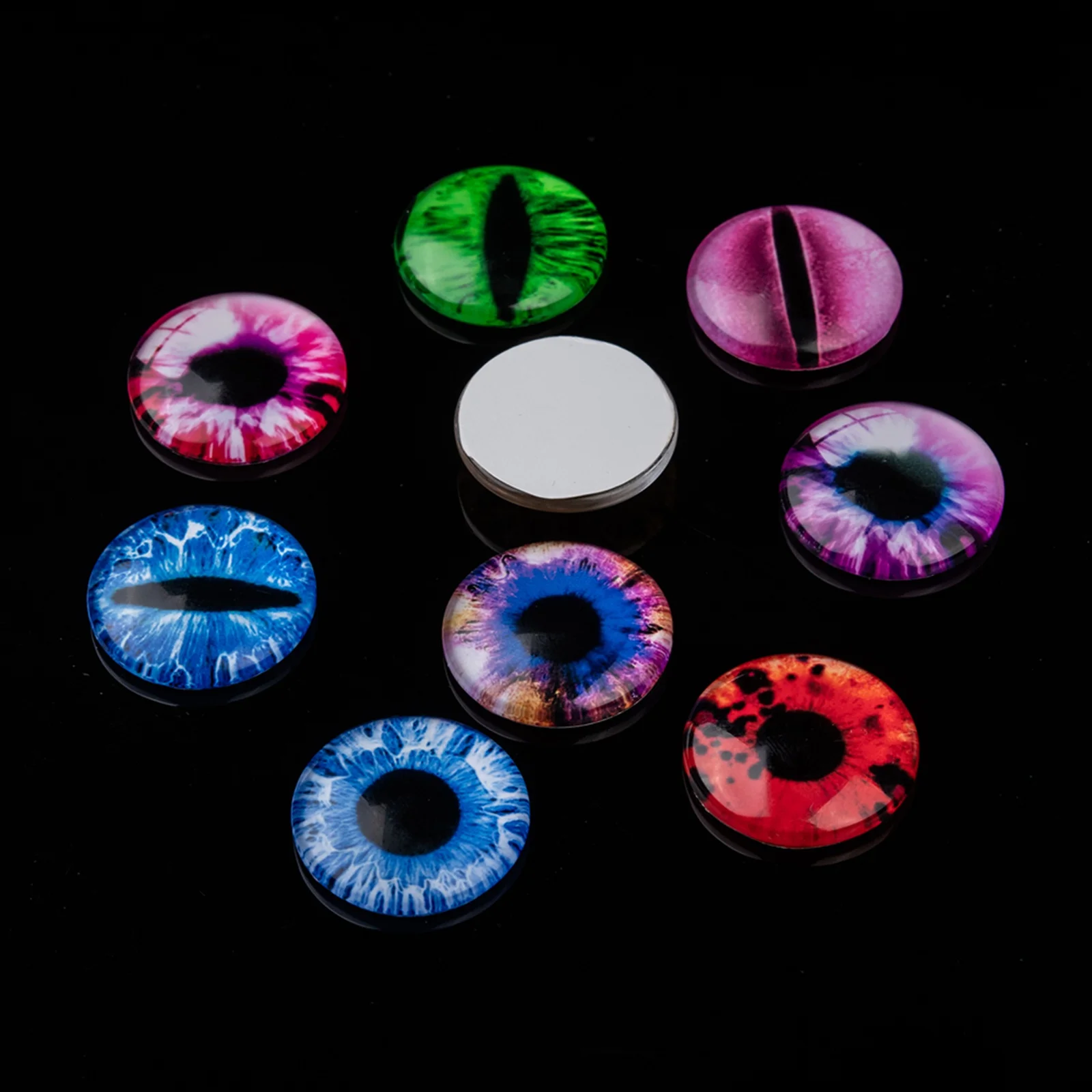 100pcs occhi Cabochon mezzo giro/cupola stampato foto Cabochon in vetro per gioielli fatti a mano fare risultati colore misto 25mm 30mm