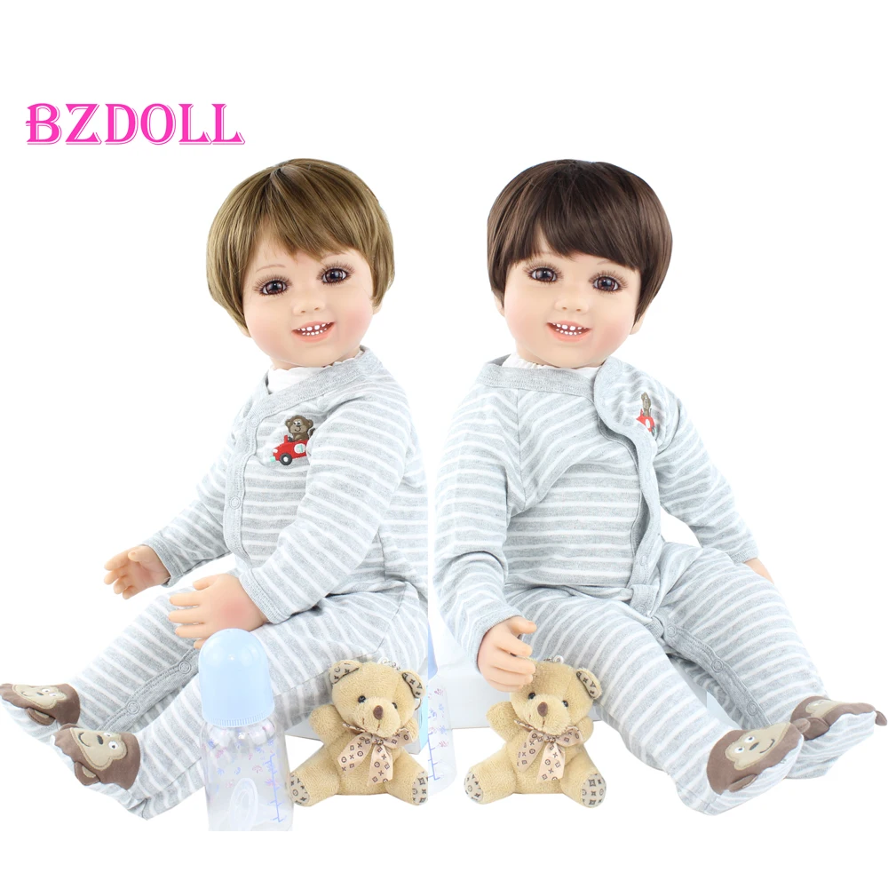 

60 CM Silicone Reborn Boy Doll For Girl Toddler Babies Dress Up Boneca Birthday Gift Child Play House Bedtime Toy