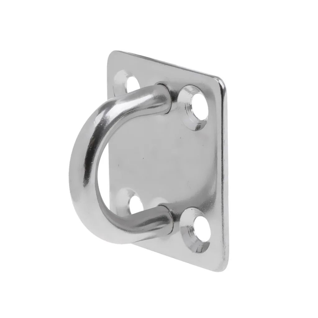 4pcs Heavy Duty 304 Stainless Steel Square Pad Eye Plate Shade Ring Loop Hook Wall Mounted for Sail Sailboat - 5mm