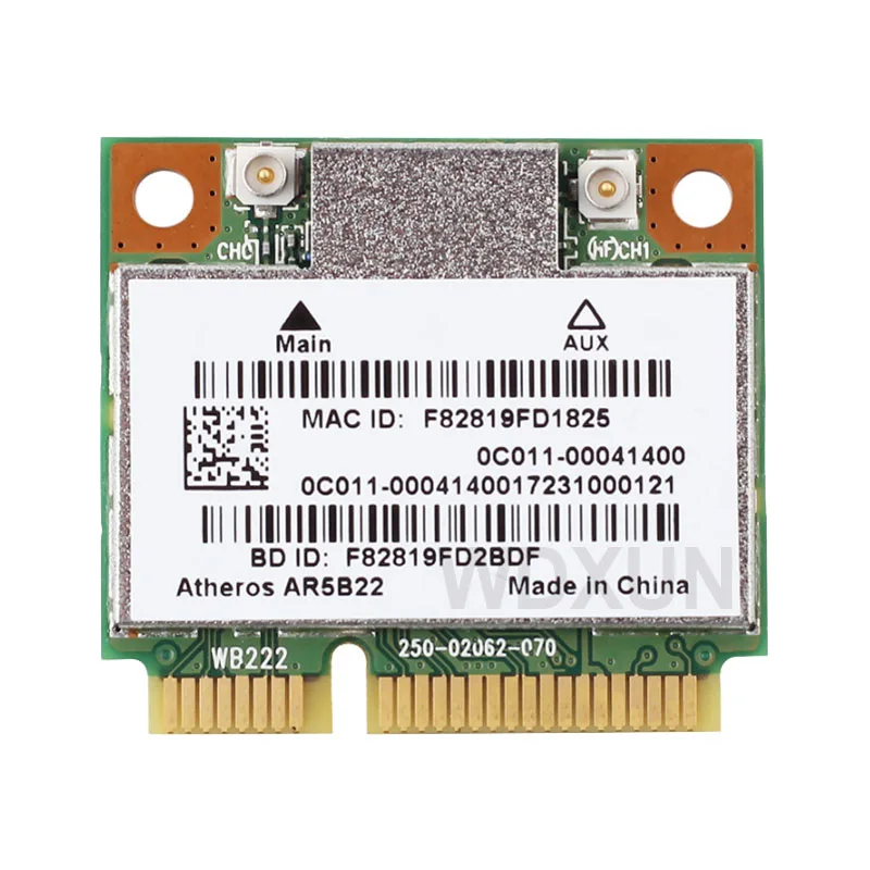 Atheros AR9462 ar5b22 WB222 ハーフ ミニ pcie 802.11 a/b/g/n 300 mbps + bluetooth4.0無線lan カード