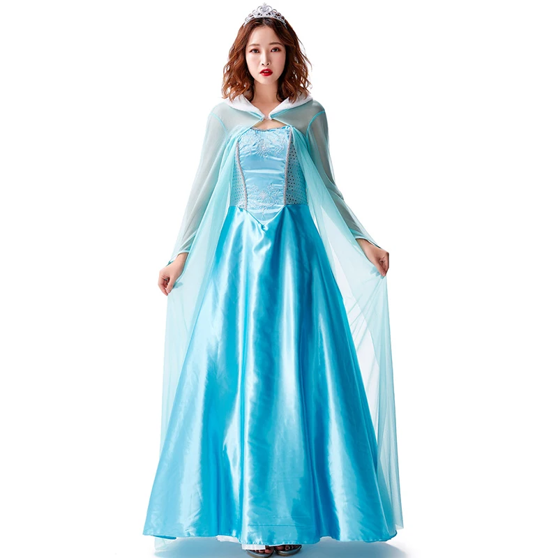 Carnival Halloween Birthday Party Elsa Anna Princess Costume Deluxe Fashion Snow Queen Lace Cape Cosplay Fancy Party Dress