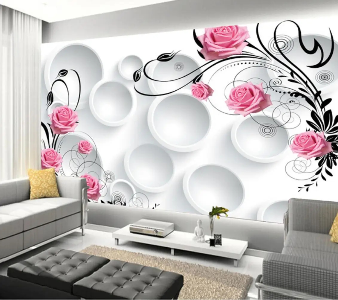 

beibehang Custom papel de parede 3D Rose circle photo mural wallpapers for living room Wall Painting Bedroom Murals Sticker roll