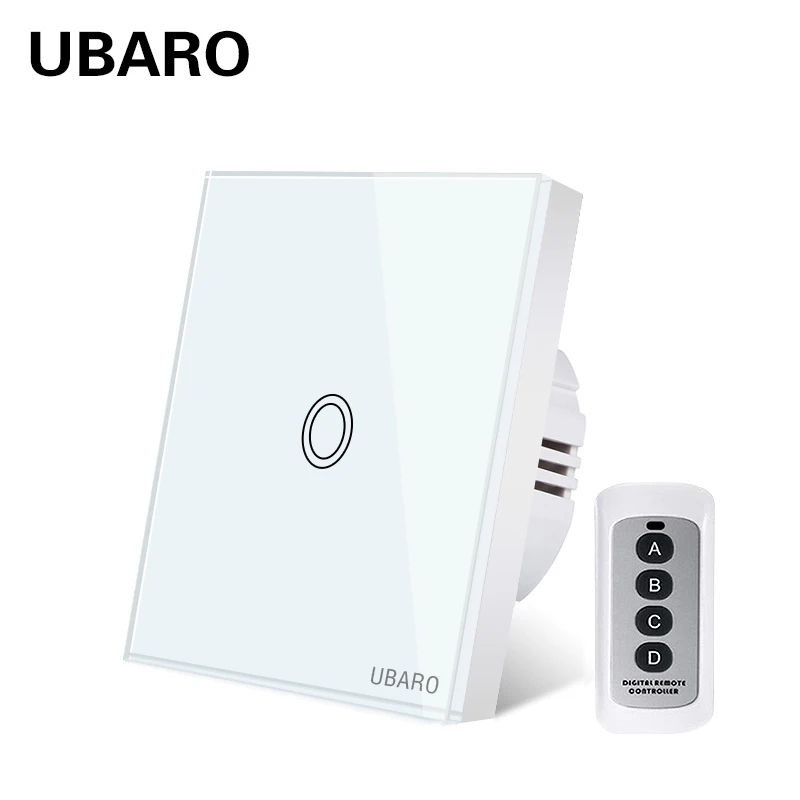 UBARO EU Russia Tempered Crystal Glass Panel With Wireless Remote Control Wall Light Touch Switch RF 433Mhz Lamp Interruptor