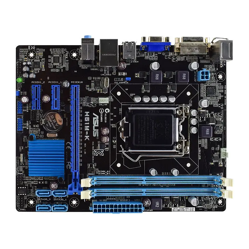 Imagem -03 - Asus-placa-mãe H61m-k Lga 1155 Soquete para Processador Intel 3rd 2nd Gen Core i7 i5 i3 Micro Atx Usado Ddr3 16gb