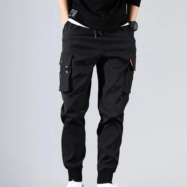 Men Trousers Jogging Military Cargo Pants Casual Work Track Drawstring Strap Elastic Waist Pants Thin Male Beam Feet Cargo Pants AliExpress