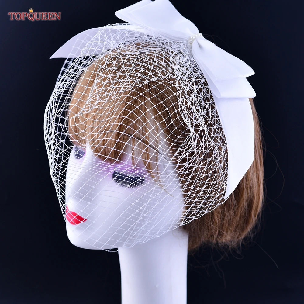 TOPQUEEN – voile pour Cage en Tulle russe, Mini-voile pour le visage, amovible, accessoire de mariage