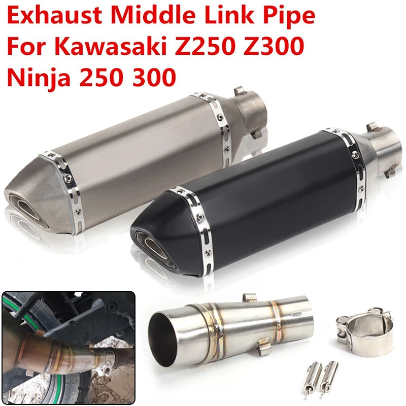 

Motorcycle Exhaust Middle Link Pipe Connecting Muffler Adapters for Kawasaki Z250 Z300 Ninja 250R 300 2013-2016