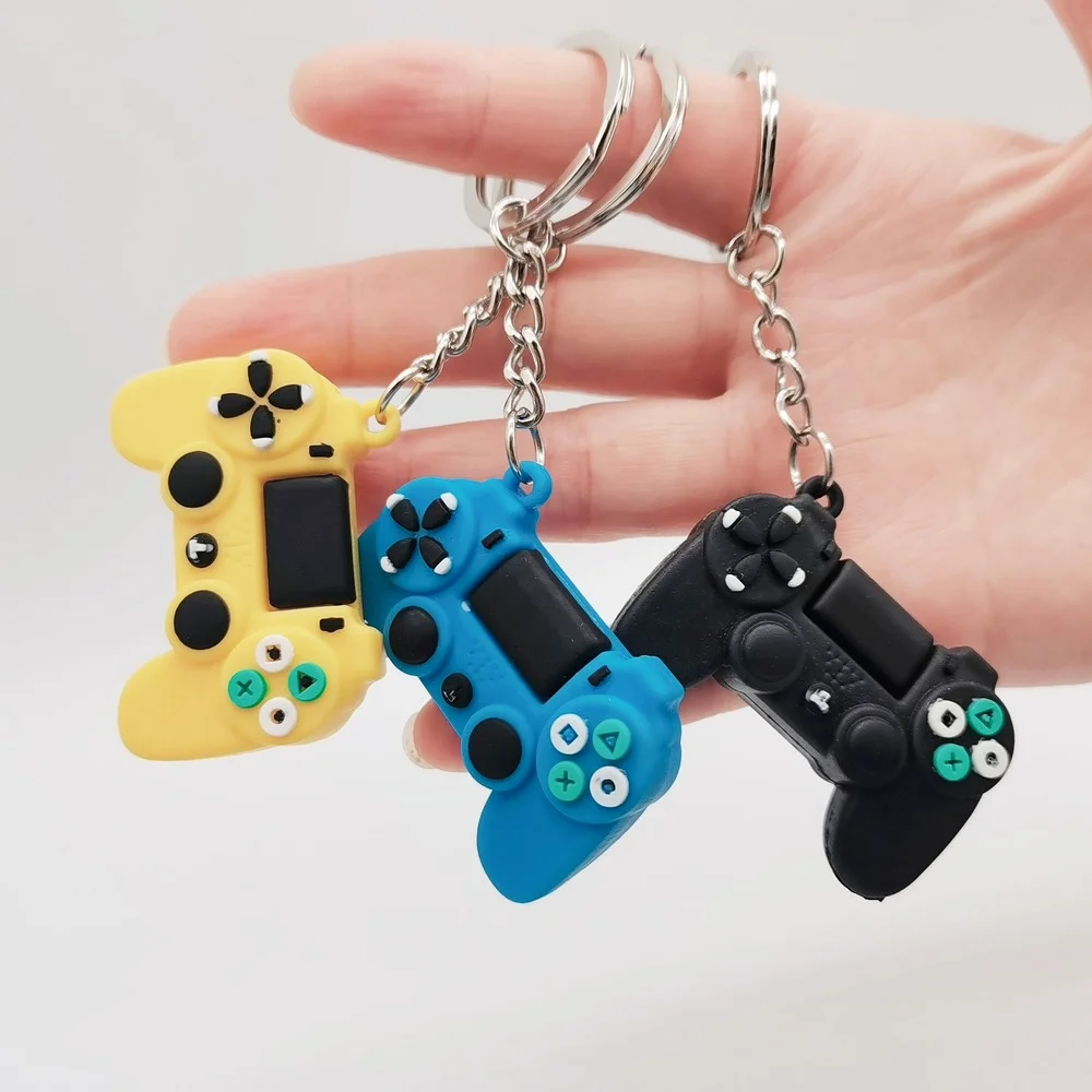 Creative PVC Game Machine Keychain Men Boys Cute Gamepad Joystick Key Ring PS4 Game Console Jewelry Bag Car Hanging Accessories