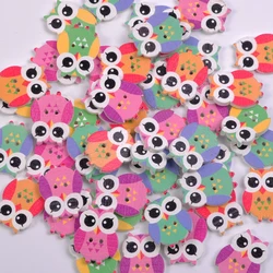 50pcs Owl Handmade New Year Wooden Buttons Christmas Ornaments Decor Craft Wood Decorations for Home Event Wedding Party DIY