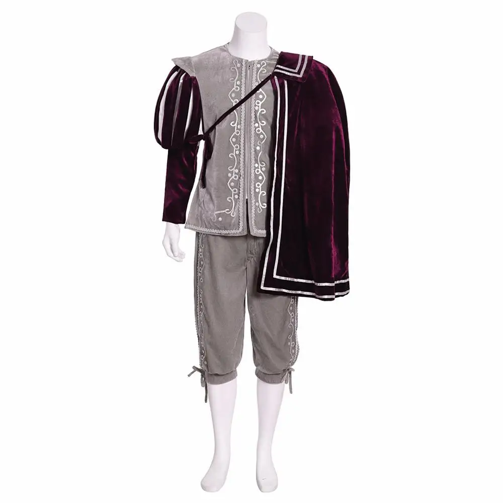 Cosplaydiy Custom Made Queen Elizabeth Tudor Period Medieval Mens Cosplay Costume Adult Victorian Renaissance Grey Suit L320