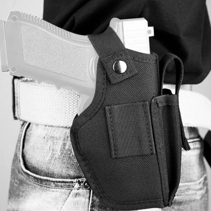 Tactical Universal Gun Holster for Glock 17 19 Beretta M9 1911 P226 Left Right Hand Waist Concealed Carry Pistol 9mm Mag Pouch