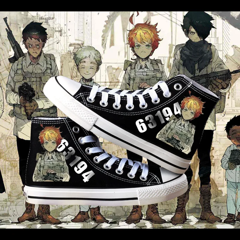 Anime Die Versprochen Nimmerland Emma Cosplay Leinwand schuhe Mädchen & Jungen Casual Hohe Schuhe Casual Atmungs Paar Flache Schuhe