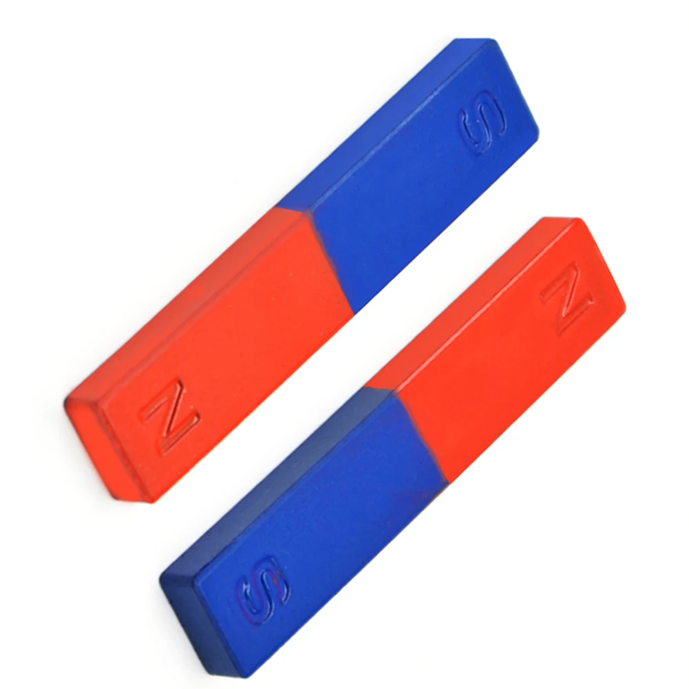 Students 2Pcs Set Bar Magnet Experiment Tool Pole Teaching Tool Red Blue Painted N S Bar Magnet Physical Kids Toy