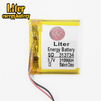 3.7V 310mAh 313734 Lithium Polymer Li-Po li ion Battery For GPS MP4 Camera Power Bank Tablet Electric Toys PAD DVD Lipo cells