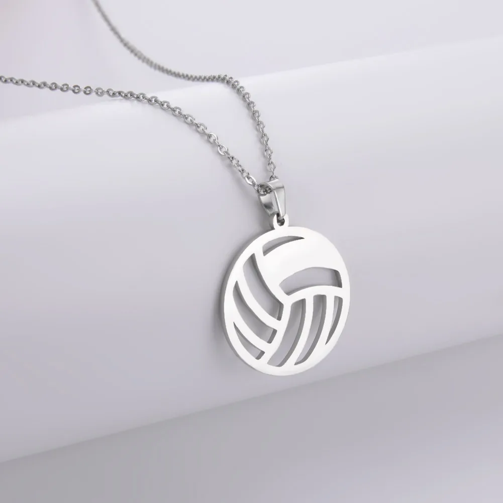 Volleyball Necklace for Women Men Boy Child Soccer Basketball Rugby Baseball Personalized Custom Name Stainless Steel Jewelry