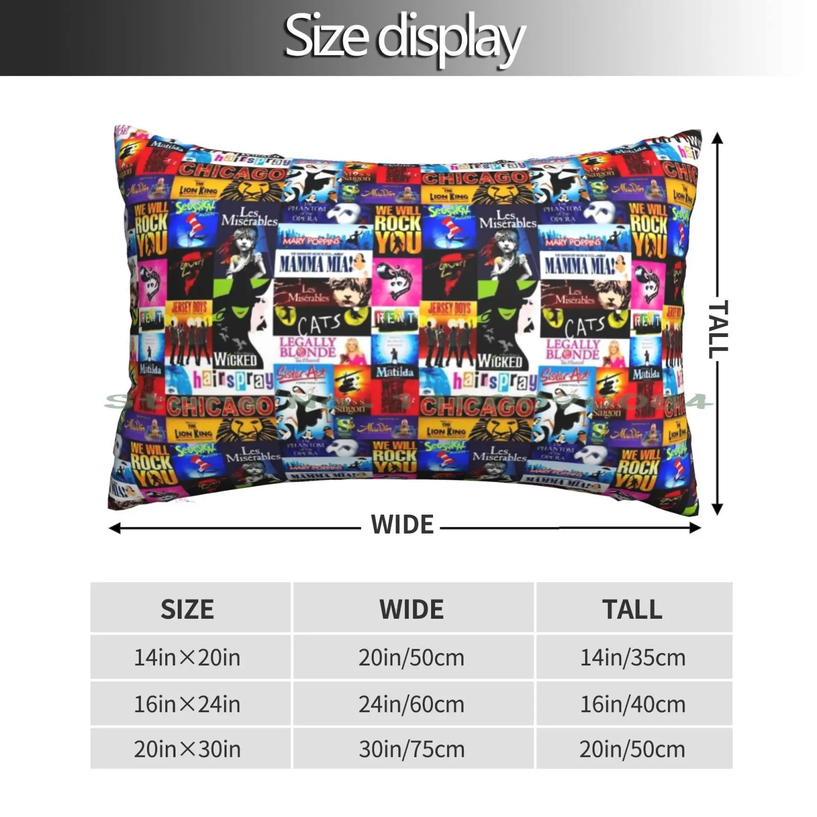 Musicals Pillow Case 20x30 50*75 Sofa Bedroom Musicals Music Design Musical Theatre Shows Broadway West End London