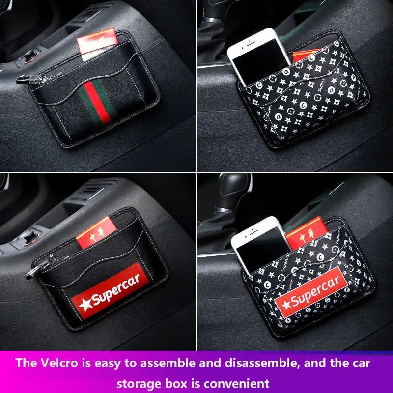 

Car storage bag mobile phone storage box adhesive car seat slit storage bag dashboard hanging bag car decoration
