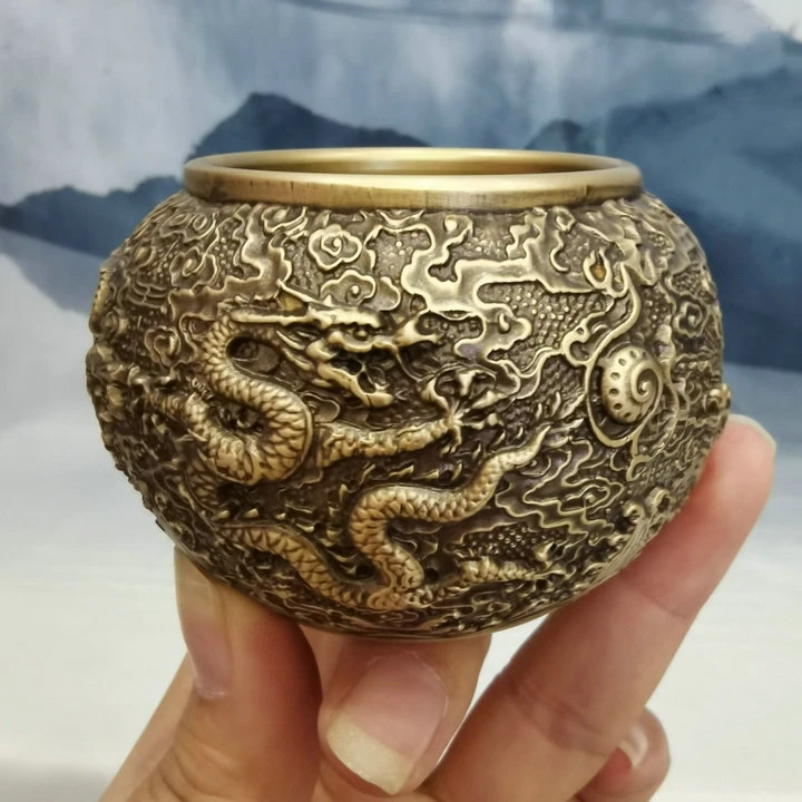 Taoist Supplies Pure Copper Water Bowl, Shuanglong, Water Purification Cup, Water Supply, Taoist Supplies, Taoist Supplies, Taij