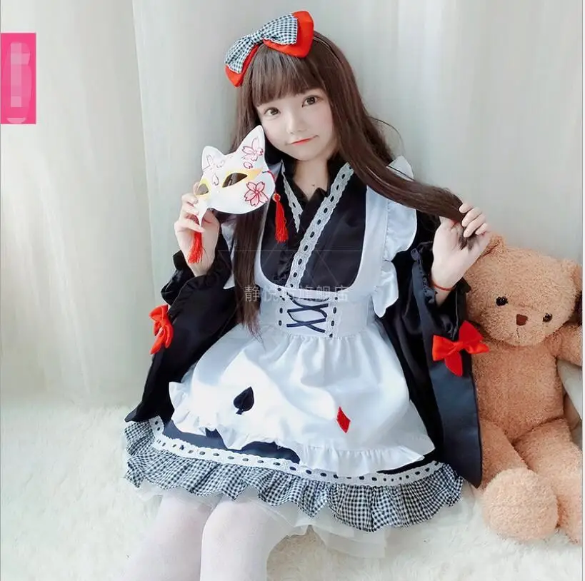 Cosplay Japanese Anime Maid Dress Cos Loli Kawaii Kimono Style Retro Gothic Tea Party Lolita Dress image 3