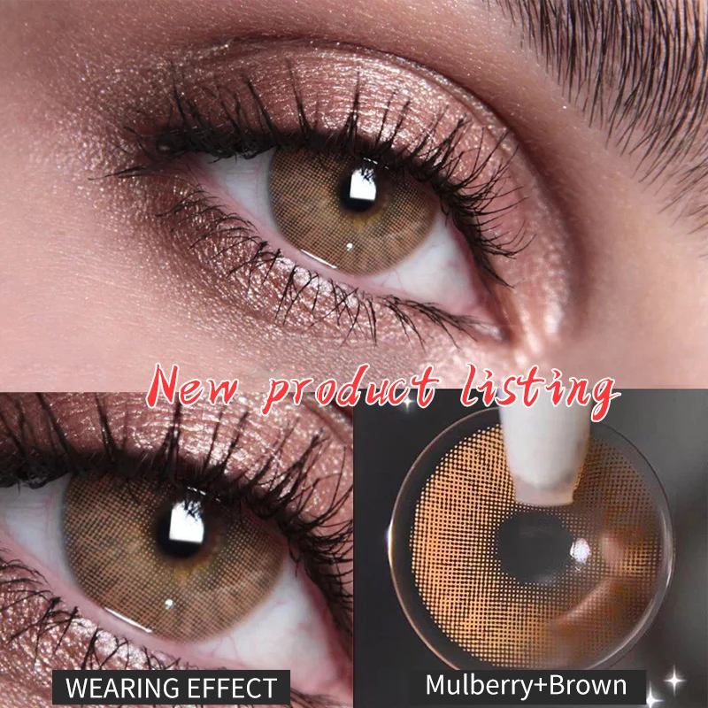 OVOLOOK-Lenses 2pcs/pair Mulberry Series Natural Pupil Colored Lenses for Eye Myopia Contact Lenses Eye Prescription Color Lens