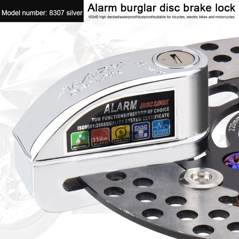 Alarm Disc Brake Lock Motorcycle  Anti-theft Lock Electric Car Brake Disc Lock Battery Car Lock Bicycle Lock