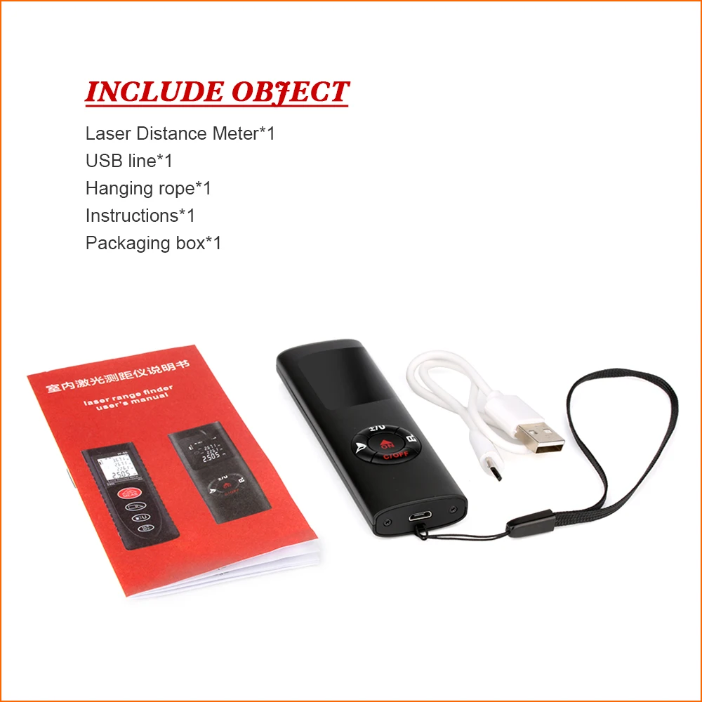 RZ Laser Rangefinder Medidor de distância 40m Digital Handheld Mini Medidor de distância a laser recarregável 131ft Laser Range Finder