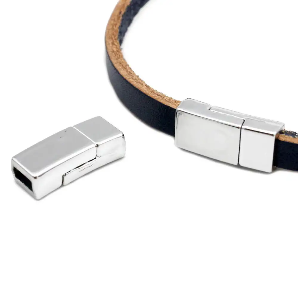 Aaazee 3 Pieces 5mm Flat Magnetic Clasps for 5mm Flat Leather for DIY Bracelete Jewelry