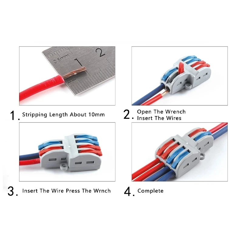 Boxed SPL-42/62 Mini Fast Wire Connector Universal Push-in Conductor Terminal Block 222 Electric Multiple Wire Connector