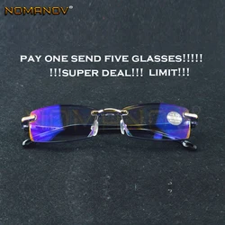 !!! 5 Pieces !!! TR90 Ultra Light Frame Anti-fatigue Coating Rimless Reading Glasses +0.75 +1 +1.25 +1.5 +1.75 +2 To +4