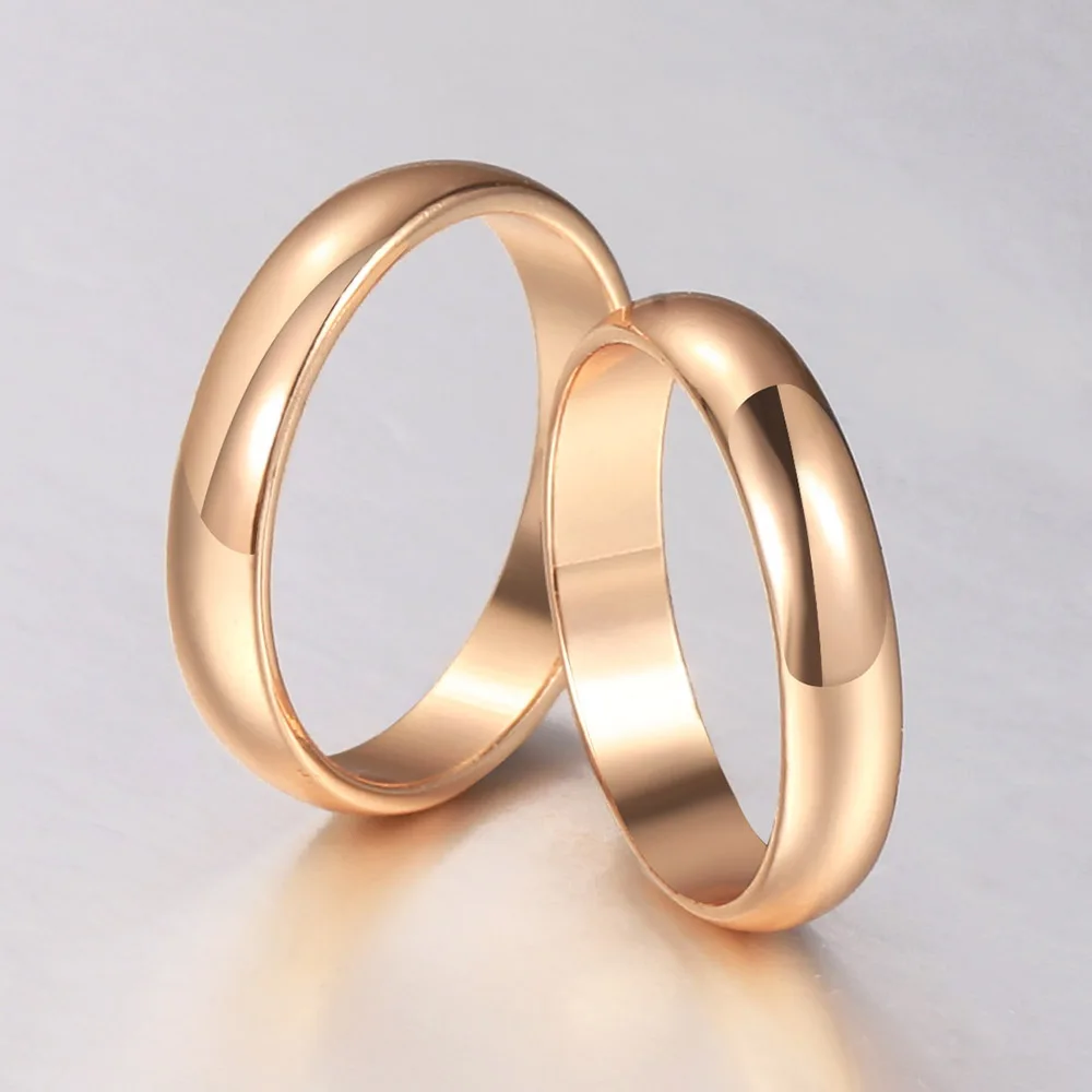 Smooth 585 Rose Gold Color Rings For Men Women Filled Rings Wedding Band Couple Ring Simple Jewelry Wholesale Jewelry DGR75