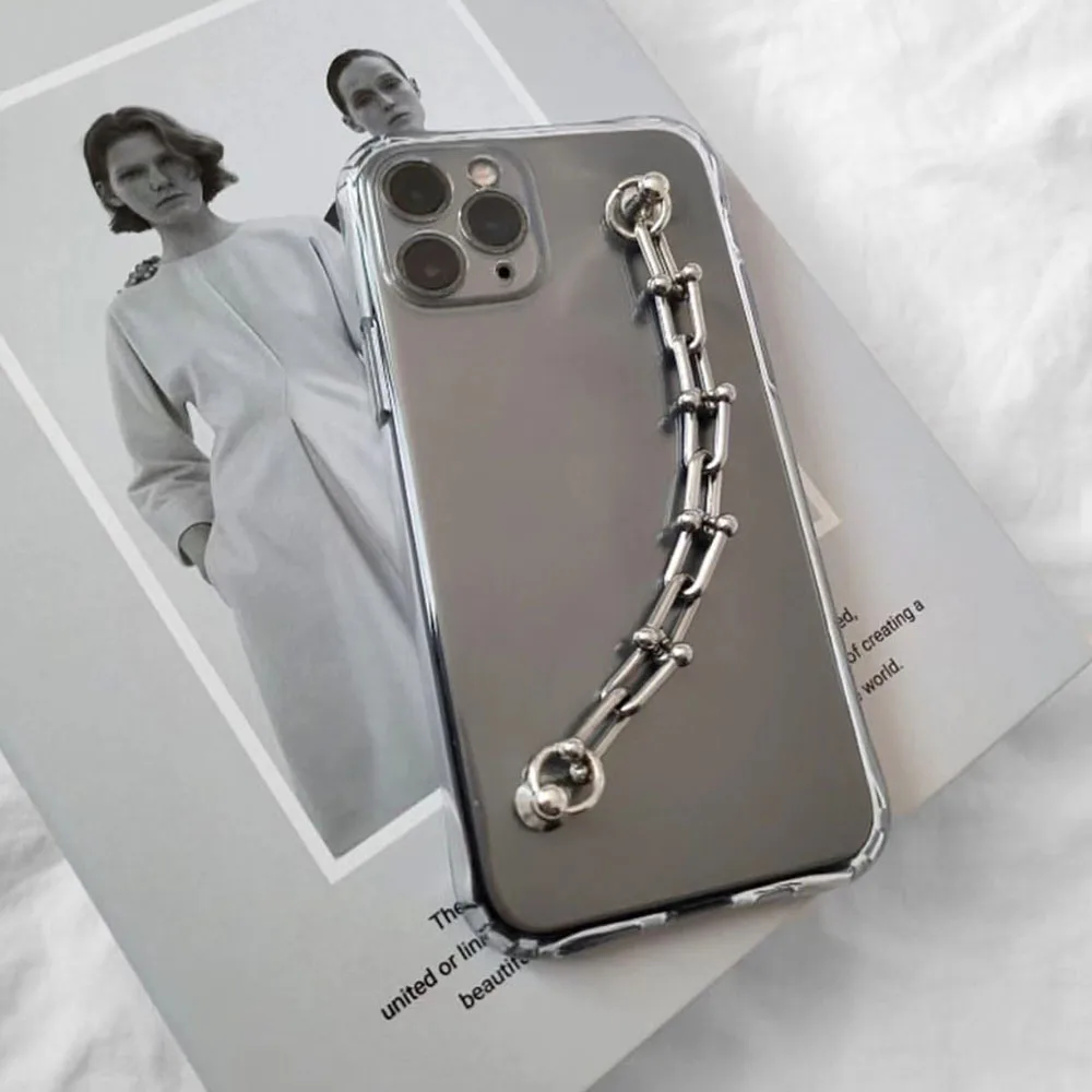 Korean Clavicle Chain Bracelet Phone Case For iPhone 15 14 13 12 Mini XR X XS Max 6 7 8 Plus 11 SE 2020 ShockProof Back Cover