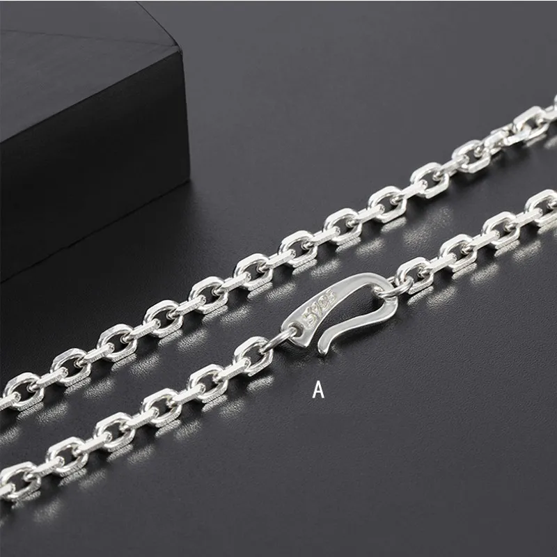 BOCAI New Real  Pure s925 Silver Man and Woman Necklace Fashion Car Flower Cross Necklace 2.1MM~4MM Retro Long Sweater Chain